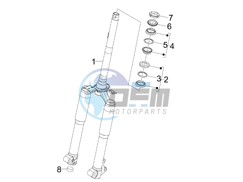 Fork steering tube - Steering bearing unit