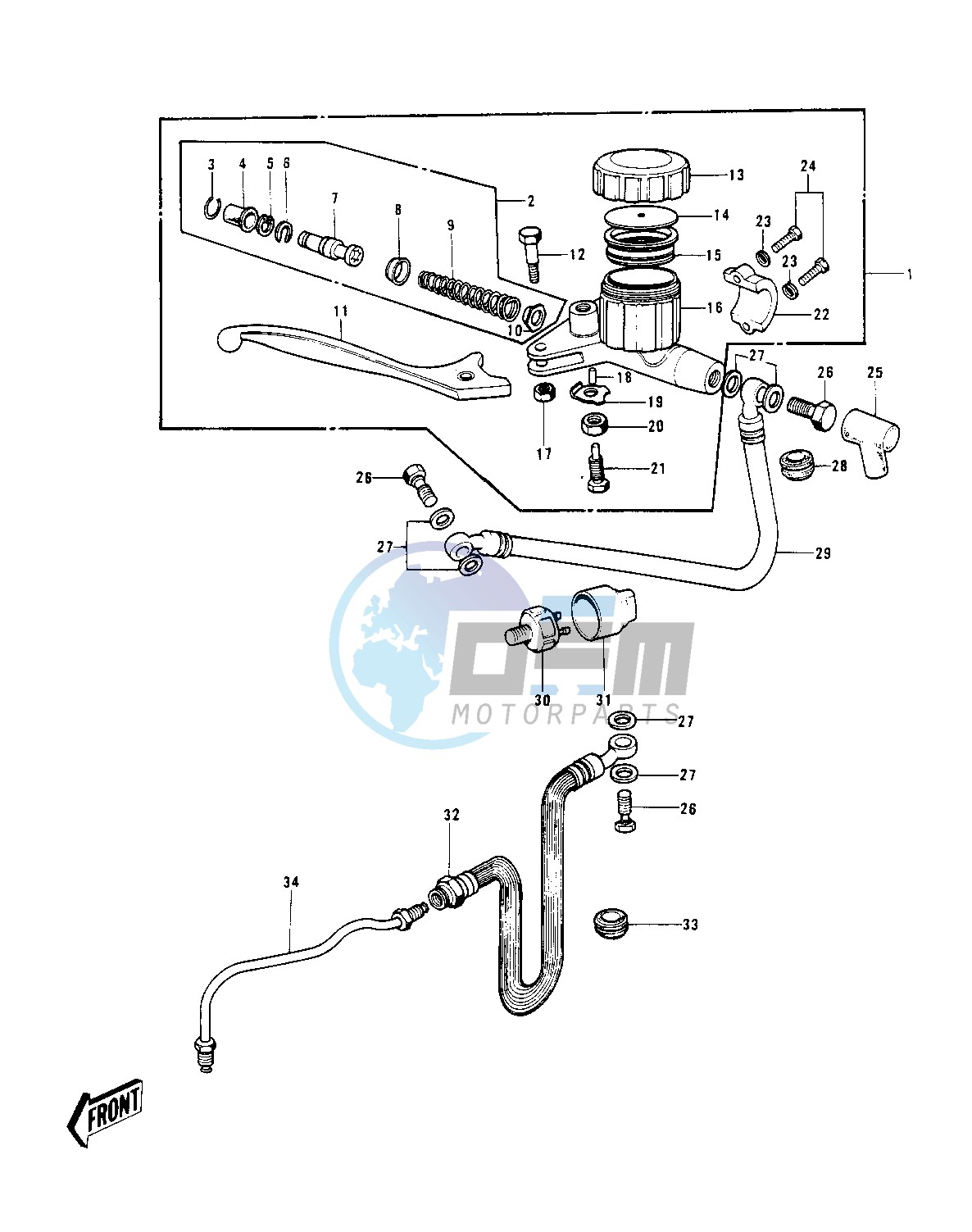 FRONT MASTER CYLINDER -- 74-75 S3_S3-A- -