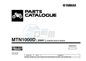 MTN-1000D MT-10 SP MT-10 SP (BW81) drawing .1-Front-Page