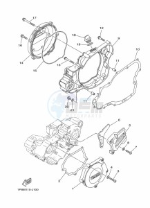 YZ250X (BF1V) drawing CRANKCASE COVER 1