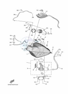 MWD300 TRICITY 300 (BED9) drawing FUEL TANK