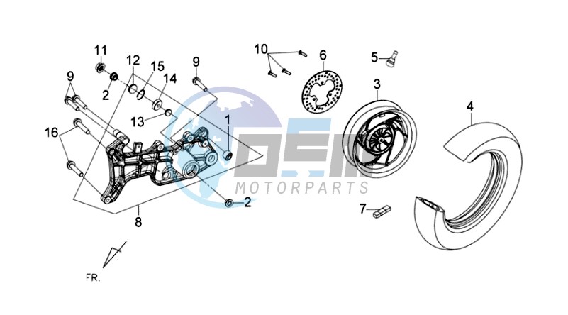 REAR WHEEL - REAR FORK