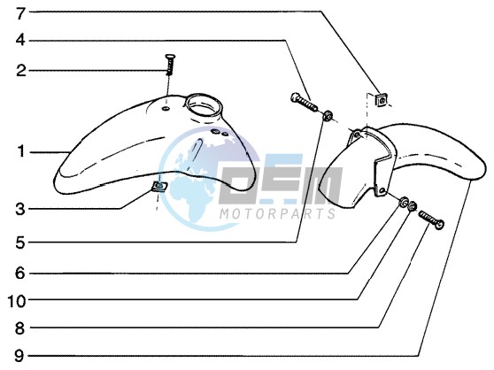 Front and rear mudguard