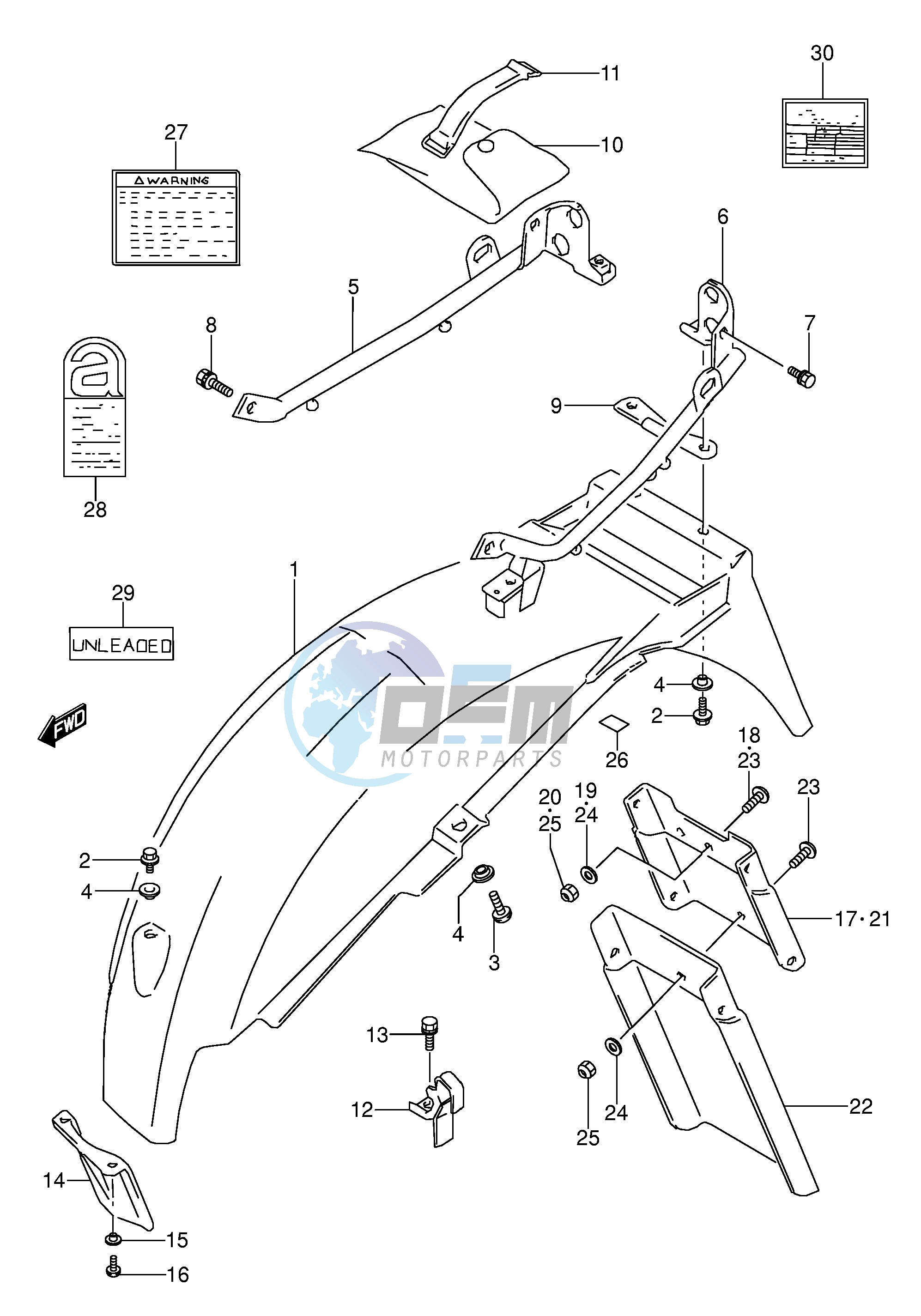 REAR FENDER (MODEL K L M N P R)