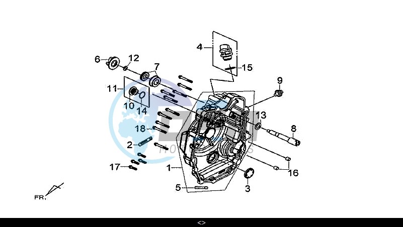 R. CRANK CASE COVER