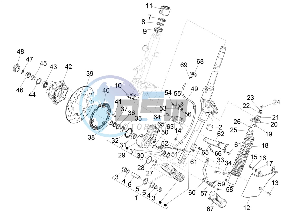 Fork/steering tube - Steering bearing unit