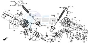 VT750DCB SHADOW SPIRIT drawing CARBURETOR (COMPONENT PARTS)