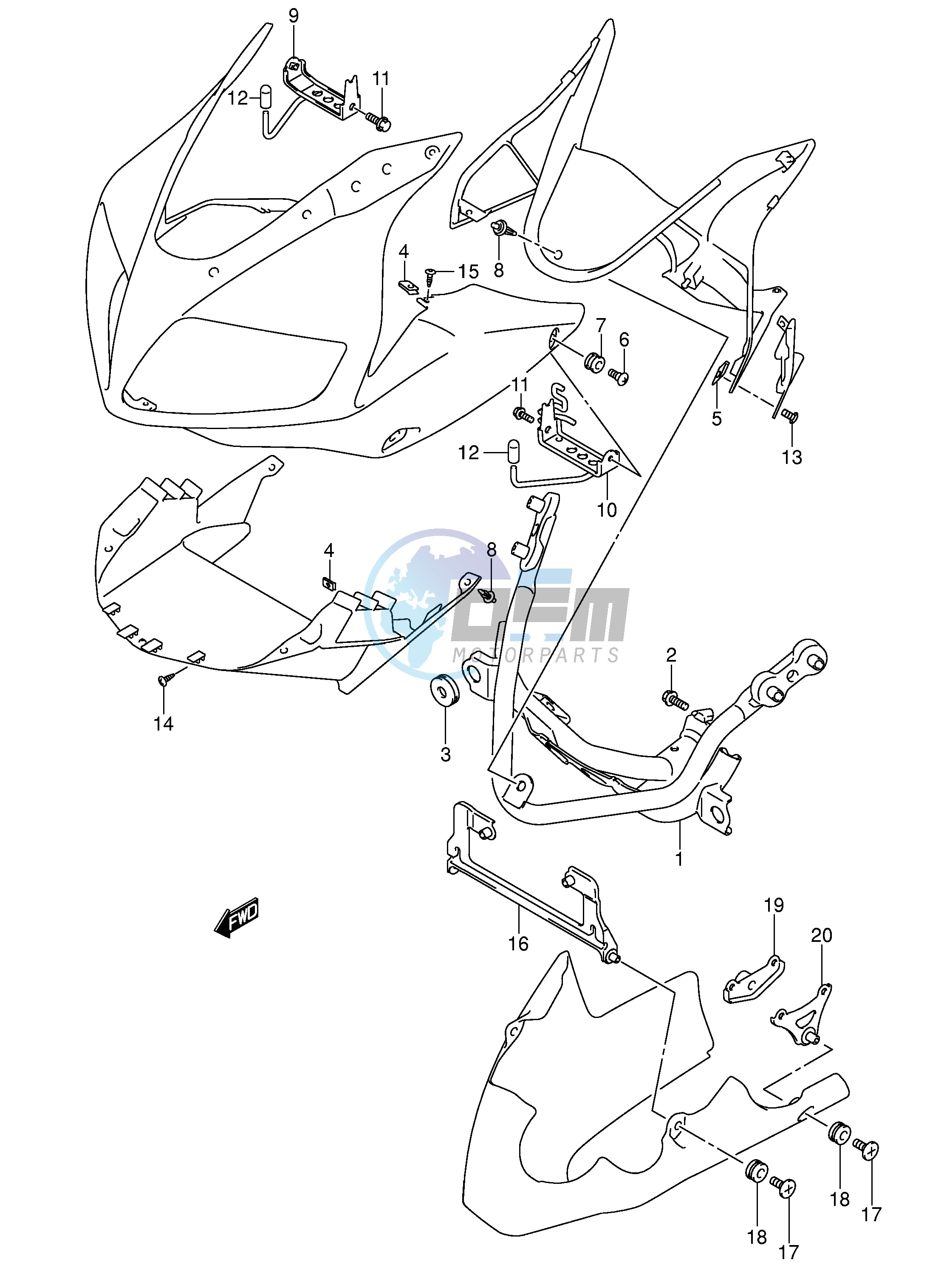 COWLING INSTALLATION PARTS (SV1000S S1 S2)