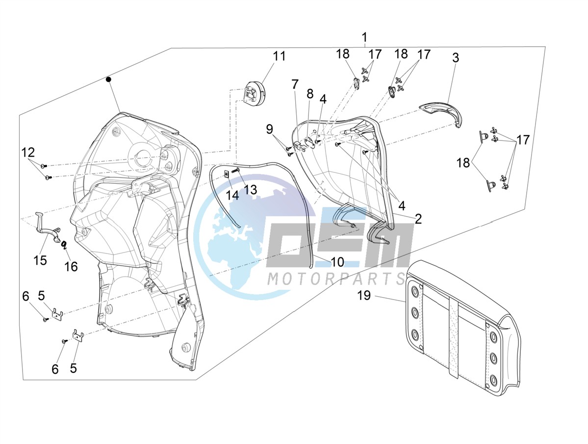 Front glove-box - Knee-guard panel