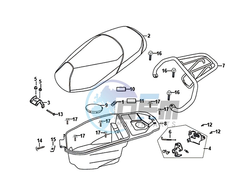 SEAT REAR GRIP / FIDDLE II 50 (25 KM/H) (AF05W4-NL) (E4) (L8-M0)