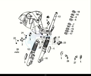 FIDDLE IV 125 LC ABS (XG12WW-EU) (M0) drawing STEERING STEM - FRONT CUSHION