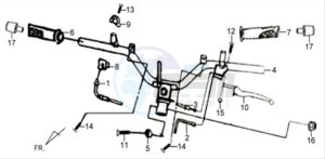 X'PRO 125 drawing HANDLEBAR / BRAKE LEVERS /CABLES