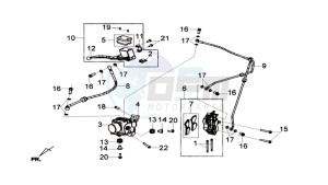 Joymax 300i ABS drawing BRAKE CALIPER FOR / BRAKE LEVER CPL