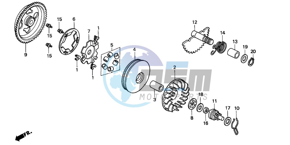 DRIVE FACE/ KICK STARTER SPINDLE