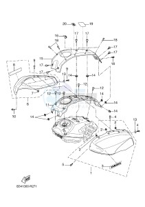 XSR700 (B341 B341 B341) drawing FUEL TANK 2