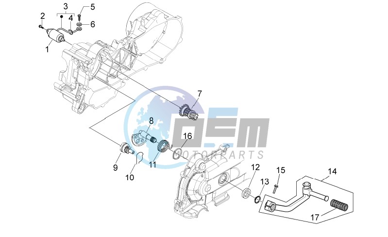 Kick-start gear - starter motor