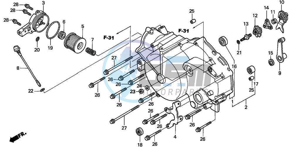 FRONT CRANKCASE COVER (TRX350TM/FM)