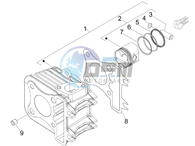 Cylinder-piston-wrist pin unit