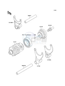 KX250 KX250R7F EU drawing Gear Change Drum/Shift Fork(s)