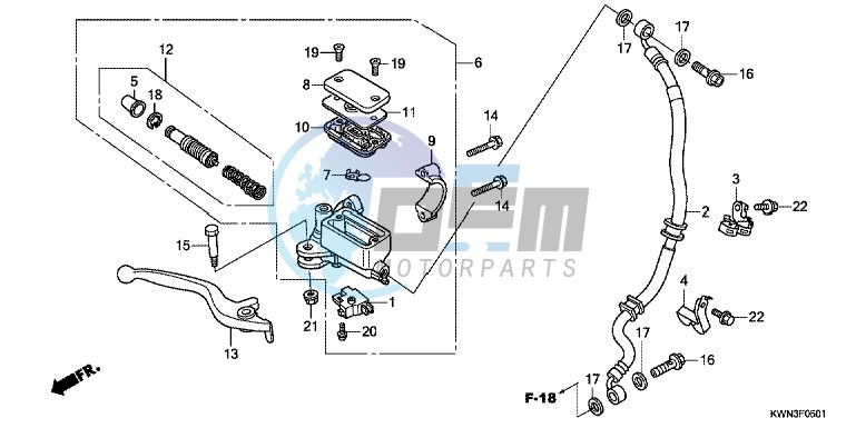 FR. BRAKE MASTER CYLINDER (WW125EX2C/ EX2D/ EX2E/ D)