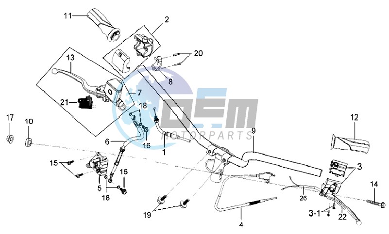 HANDLEBAR / BRAKE LEVERS CPL  L /R