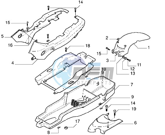 Rear mudguard-undersaddle