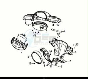 FIDDLE IV 125 (XG12W1-EU) (M0-M3) drawing HANDLE COVER - HEAD LIGHT