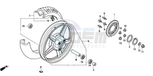 CB250 NIGHTHAWK drawing REAR WHEEL (1)