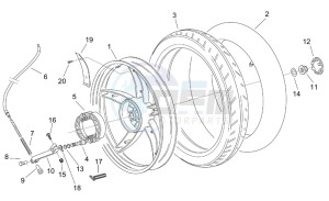 Scarabeo 50 2t (eng. Minarelli) drawing Rear wheel - drum brake