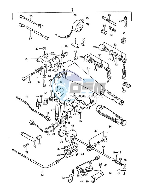 Tiller Handle (1993 to 1995)