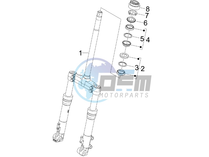 Fork steering tube - Steering bearing unit