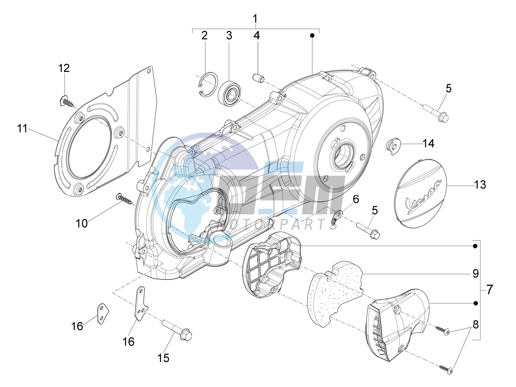 Crankcase cover and cooling