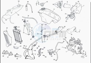 TANGOO!50 drawing EXHAUST,RADIATOR,TANK, AIRFILTER