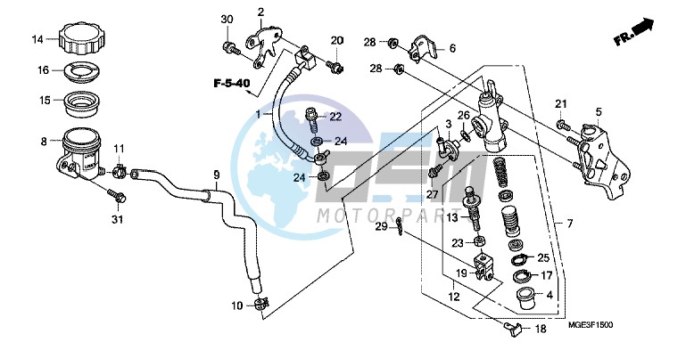 RR. BRAKE MASTER CYLINDER