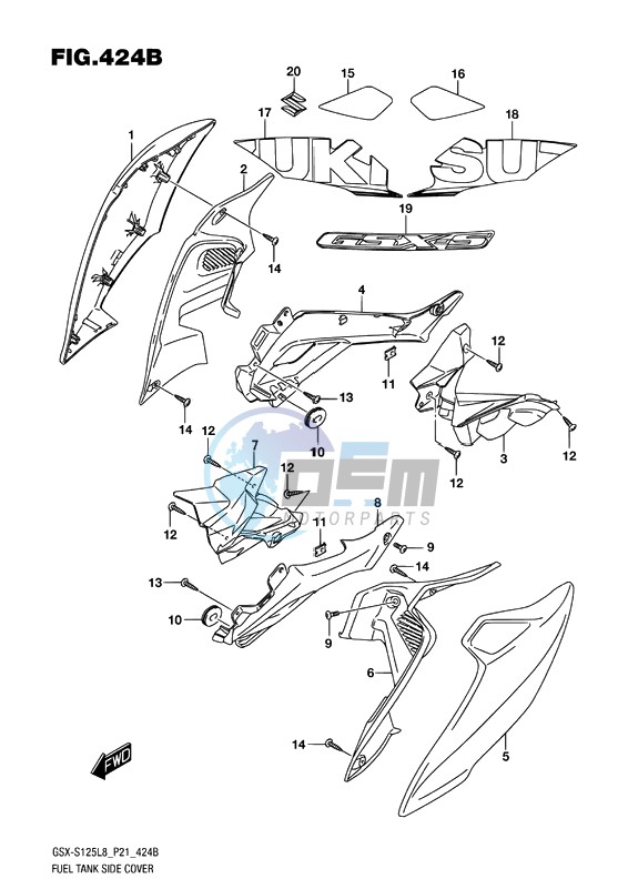 FUEL TANK SIDE COVER (GSXS125MLXL8 E21)