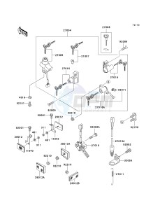 EX 500 D [NINJA 500R] (D10-D12) [NINJA 500R] drawing IGNITION SWITCH_LOCKS_REFLECTORS