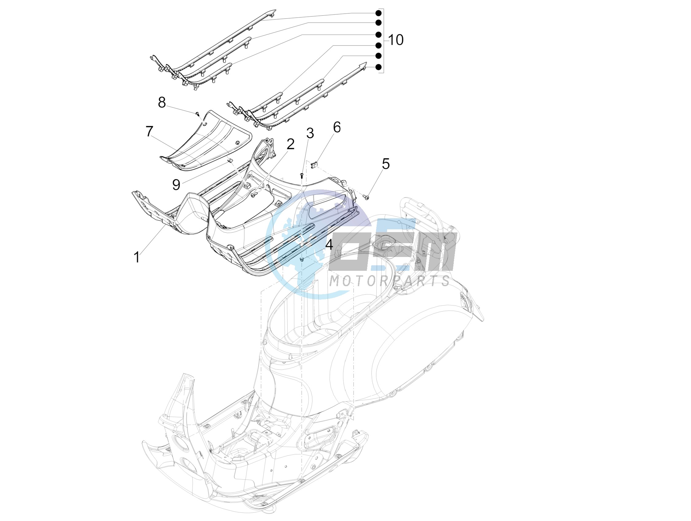 Central cover - Footrests