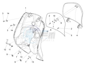 LX 125 4T 3V ie Taiwan drawing Front glovebox - Knee-guard panel