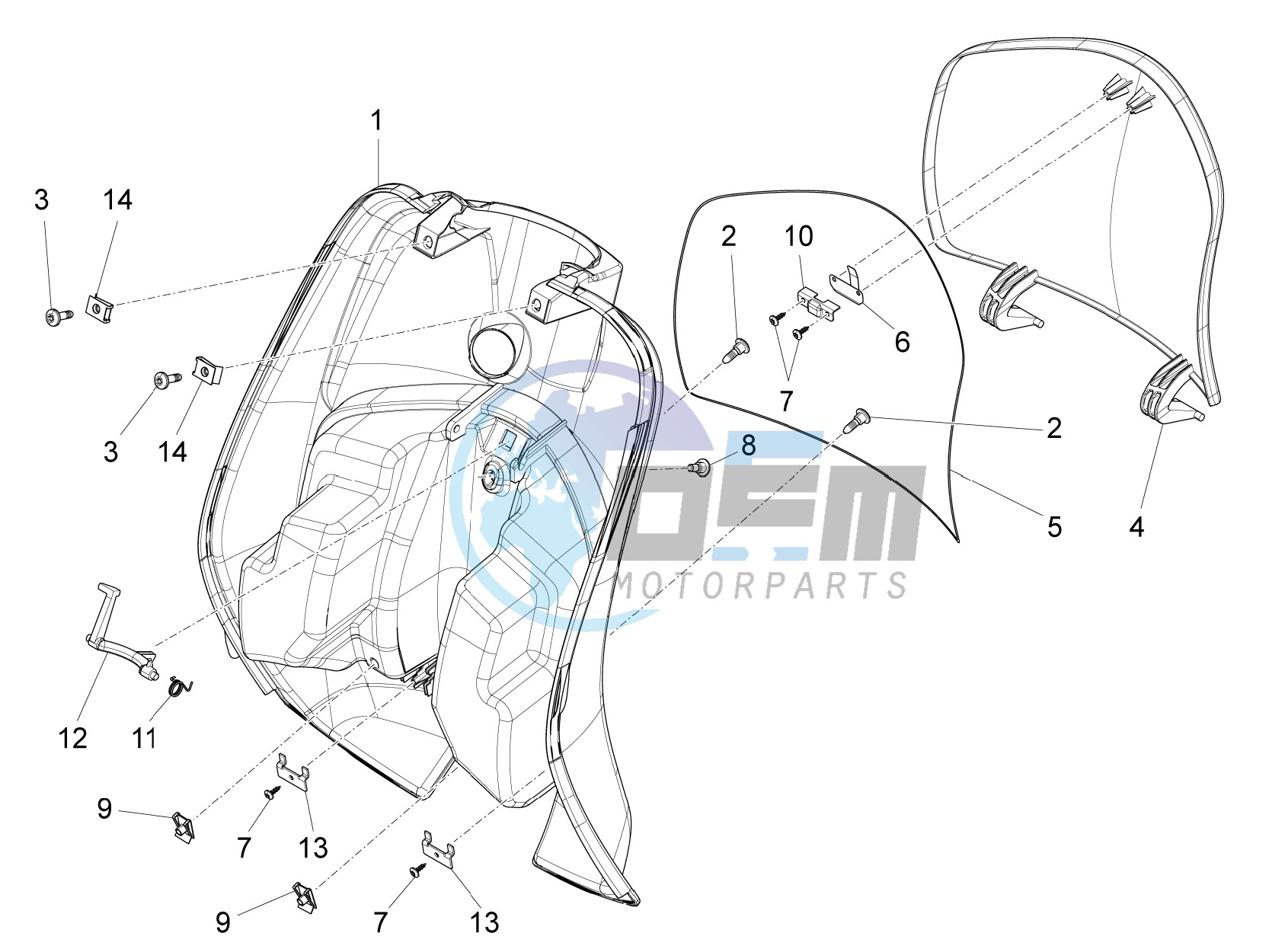 Front glovebox - Knee-guard panel