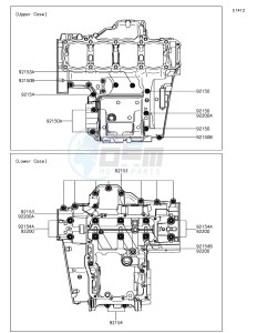 Z1000SX ZX1000WHF XX (EU ME A(FRICA) drawing Crankcase Bolt Pattern