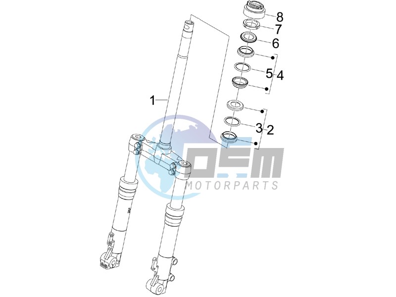 Fork steering tube - Steering bearing unit