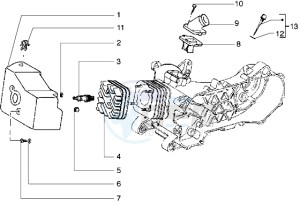 Diesis 50 drawing Cylinder head - Cooling hood - Inlet and induction pipe