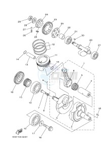 XT250 XT250G (1YBK) drawing CRANKSHAFT & PISTON