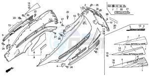 CH125 SPACY 125 drawing CENTER COVER/REAR COVER (CH125J/L/M/N/P/R)