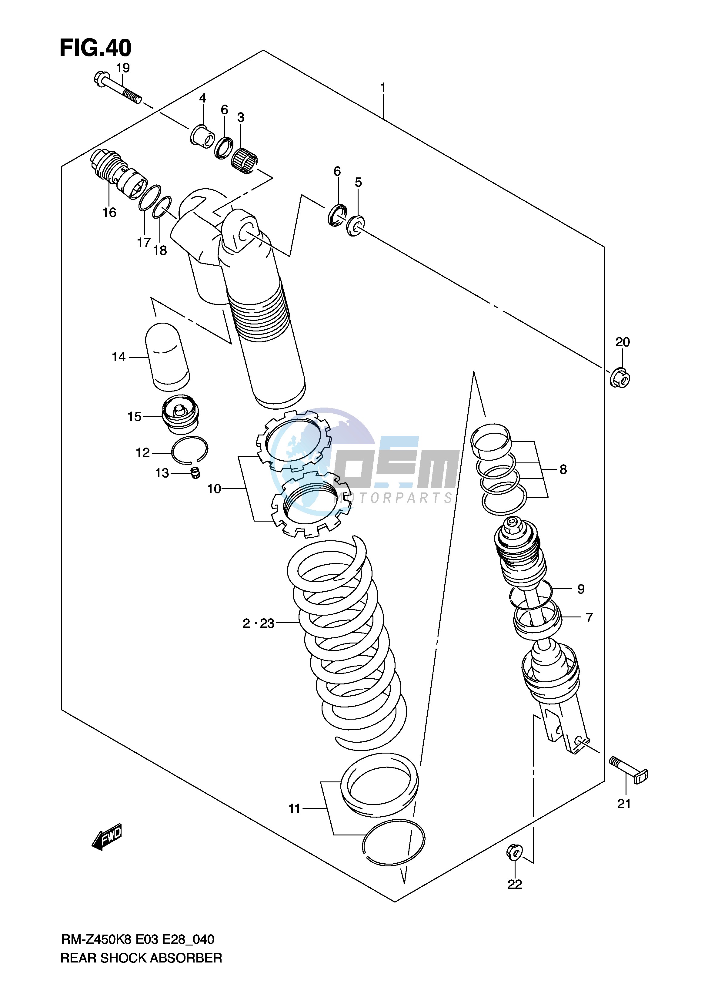 REAR SHOCK ABSORBER (RM-Z450K8 K9)