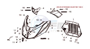 GTS 300i drawing FR PLATE / INDICATORS / INNER LEG SHIELD