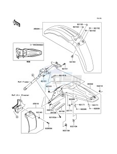 KLX450R KLX450A9F EU drawing Fenders