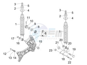 GTV 300 4T 4V ie drawing Rear suspension - Shock absorber - s