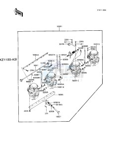 KZ 1100 A [SHAFT] (A1-A3) [SHAFT] drawing CARBURETOR ASSY -- KZ1100-A3- -