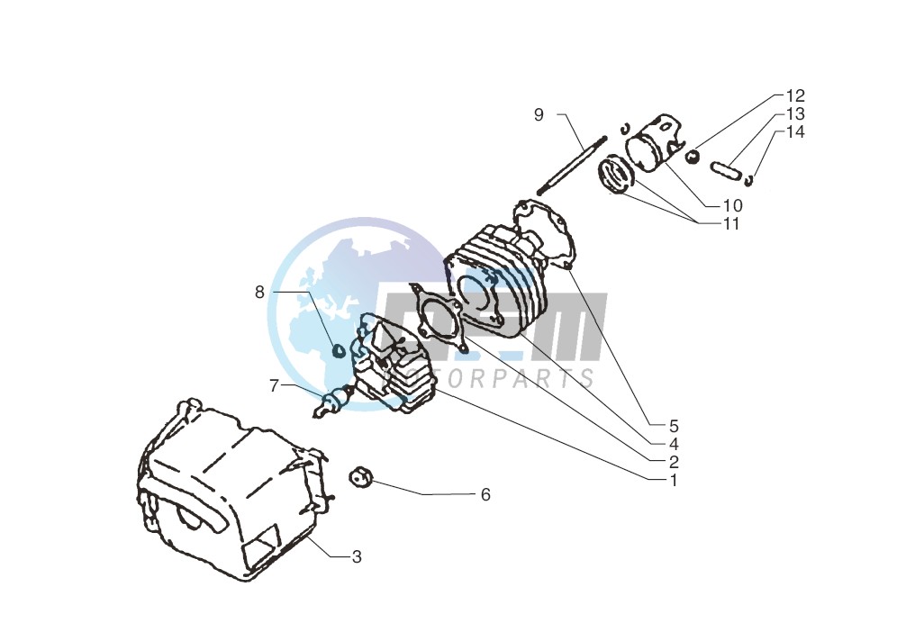 Cylinder-piston-wrist pin assy.